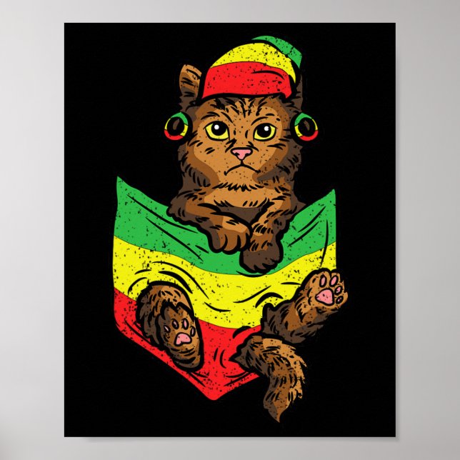 Cat Pocket Black History Monat Farbe Männer Kitten Poster (Vorne)