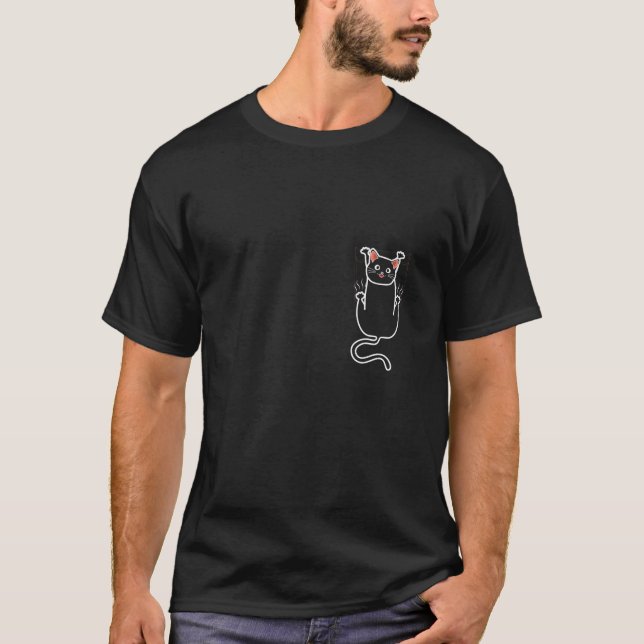 Cat Pocket Kitten schwarz T-Shirt (Vorderseite)