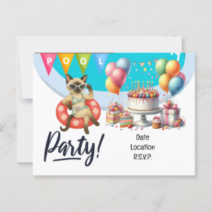 Cat Pool Geburtstagsparty für Katzen Liebhaber Postkarte