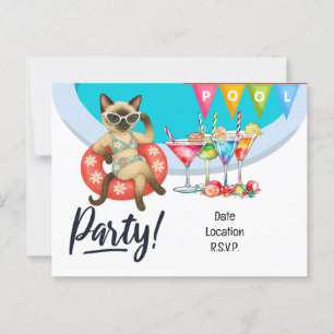 Cat Pool Party für Katzen-Liebhaber Postkarte