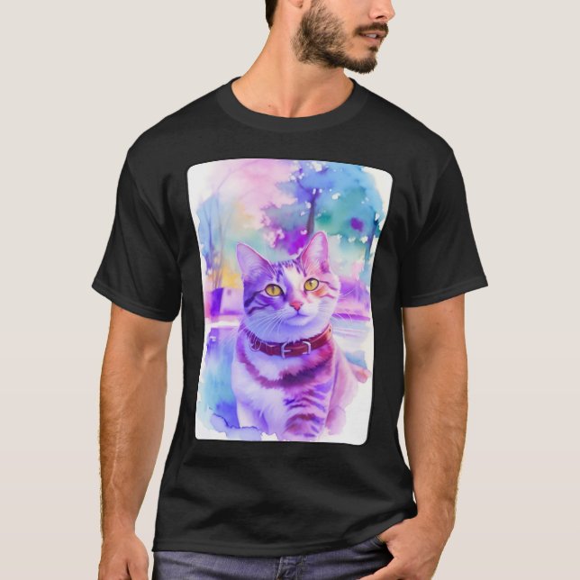 Cat Portrait Animal Beautiful Kitten Illustration T-Shirt (Vorderseite)