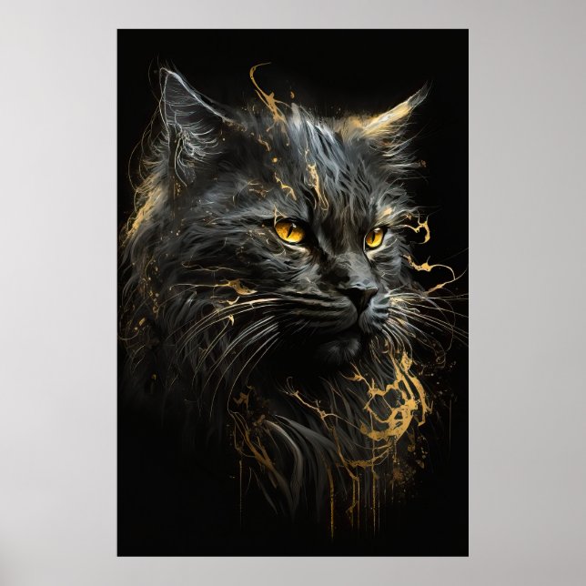 Cat Portrait Animal Nature Wildlife Wilder Geist Poster (Vorne)