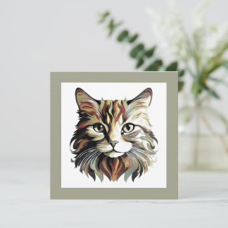 Cat Portrait Art Design Grußkarte Karte
