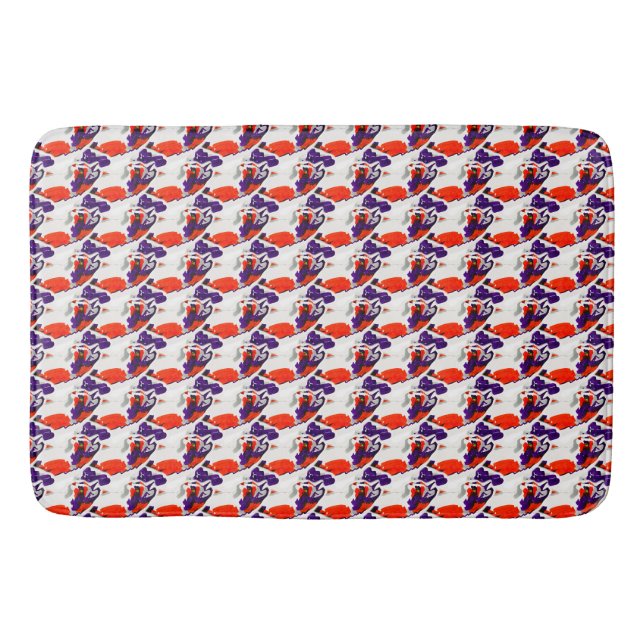 Cat Portrait - Bold Graphic Art Orange and Violet Badematte (Vorderseite)