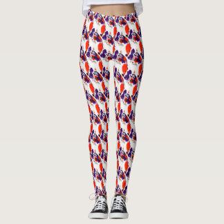 Cat Portrait - Bold Graphic Art Orange and Violet Leggings
