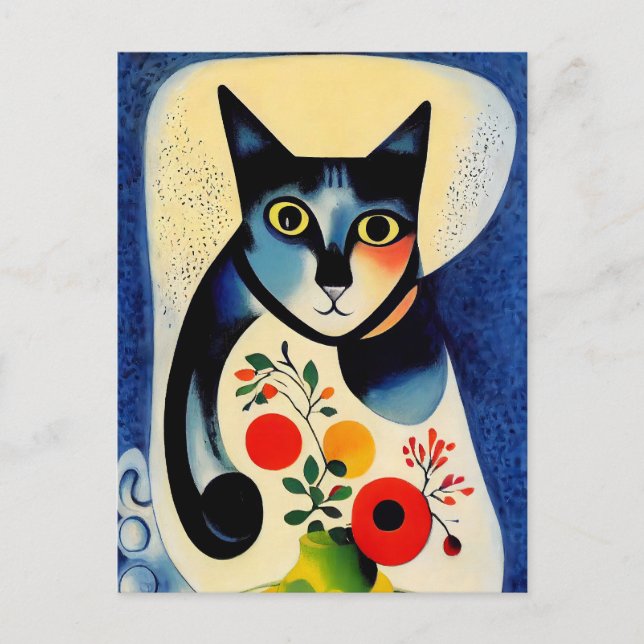 Cat portrait in expressionistic style. Classic Art Postkarte (Vorderseite)
