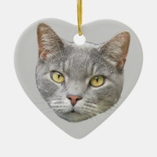 Cat Portrait Keramik Ornament (Vorne)