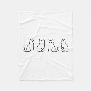 Cat Posen Cat Lover Minimalistisch Art Fleecedecke