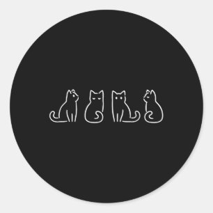 Cat Posen Cat Lover Minimalistisch Art Runder Aufkleber