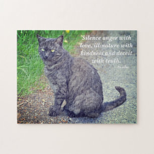 Cat posiing II Motivierend buddhistisches Zitat Puzzle