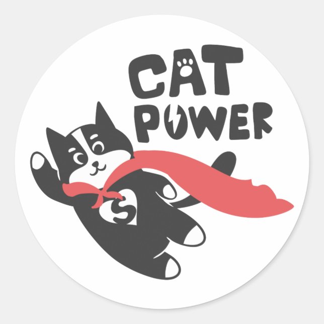 Cat Power - Hintergrundfarbe auswählen Runder Aufkleber (Vorderseite)