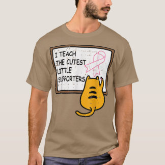 Cat Prek Teacher Pink Niedliches Brustkrebs Bewuss T-Shirt