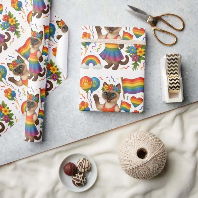 Cat Pride Paws Cat inspiriert Pride LGBTQ Geschenkpapier (Kunsthandwerk)