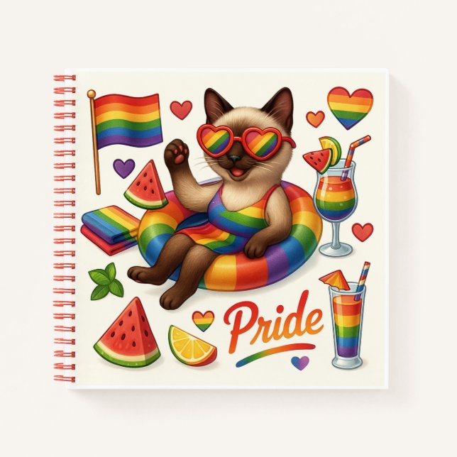 Cat Pride Paws Cat inspiriert Pride LGBTQ Notizbuch (Vorderseite)