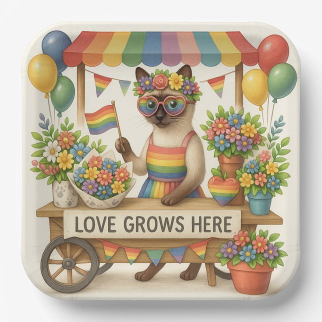 Cat Pride Paws Cat inspiriert Pride LGBTQ Pappteller (Vorderseite)
