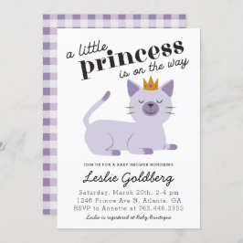 Cat Princess Baby Dusche Lila Einladung