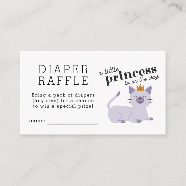 Cat Princess Diaper Raffel Ticket Begleitkarte (Vorderseite)