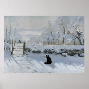 Cat Print Monet Sonnenuntergang auf der Seine Funn Poster