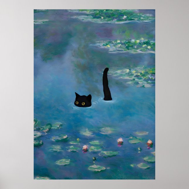 Cat Print Monet Wasserlilie Poster (Vorne)