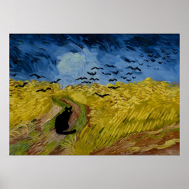 Cat Print Vincent Van Gogh Wheatfield mit Crows Poster