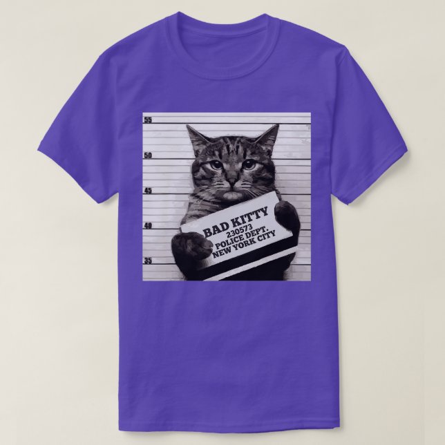 Cat Prison Gefängnisgefängnis Bad Kitty Mugshot T-Shirt (Design vorne)