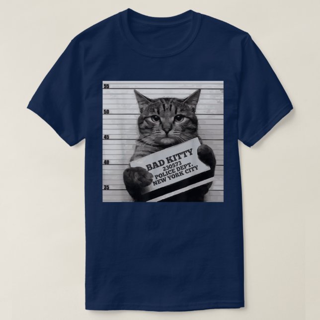 Cat Prison Gefängnisgefängnis Bad Kitty Mugshot  T-Shirt (Design vorne)