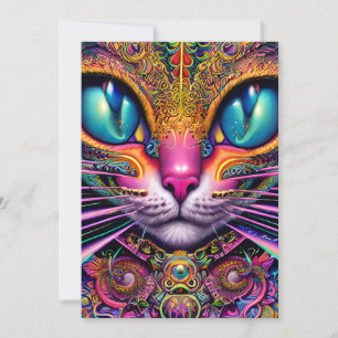 Cat Psychedelic Fantasy Character Portrait Einladung