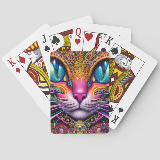 Cat Psychedelic Fantasy Character Portrait Spielkarten (Rückseite)