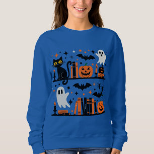 Cat Pumpkin Bat Spider Halloween Buchkerze Sweatshirt