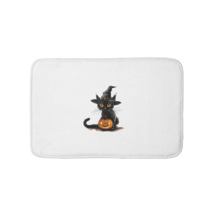 Cat Pumpkin Halloween Badematte