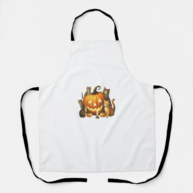 Cat Pumpkin Halloween Spooky Season Schürze (Vorderseite)