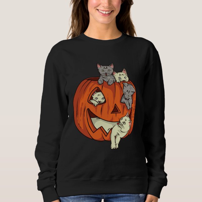 Cat Pumpkin Jack O Lantern Cat Halloween Costume B Sweatshirt (Vorderseite)