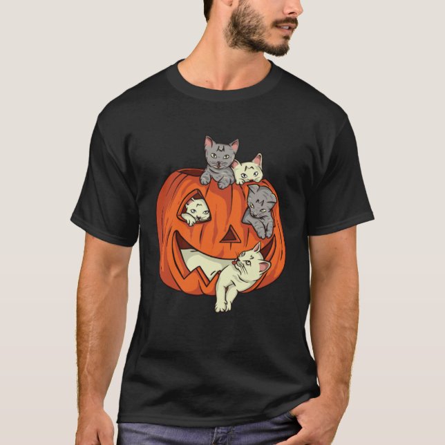 Cat Pumpkin Jack O Lantern Cat Halloween Costume B T-Shirt (Vorderseite)