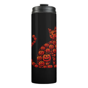 Cat Pumpkin Kürbislaterne Halloween Mens Womens K Thermosbecher