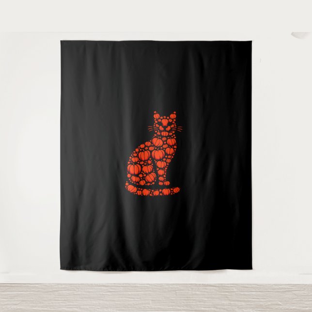 Cat Pumpkin Kürbislaterne Halloween Mens Womens K Wandteppich (Vorderseite)