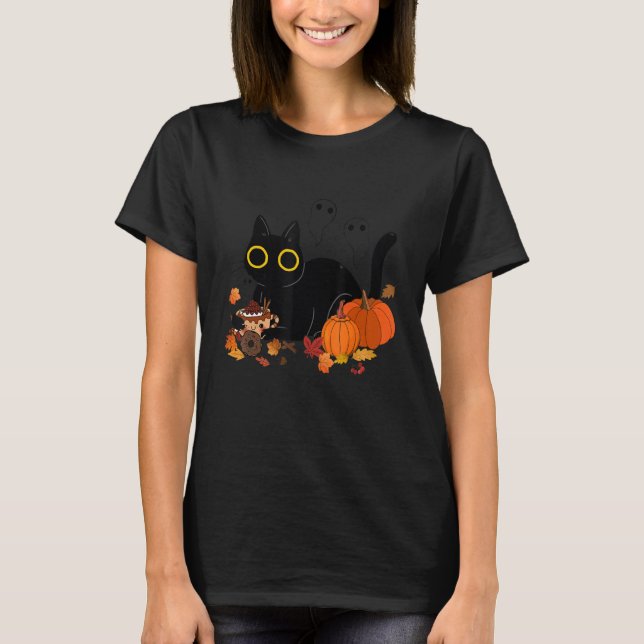 Cat Pumpkins Fall Erntedank Halloween-Kostüm T-Shirt (Vorderseite)