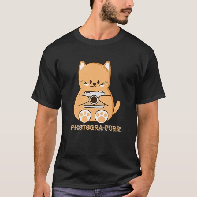 Cat Pun Fotograf T-Shirt (Vorderseite)