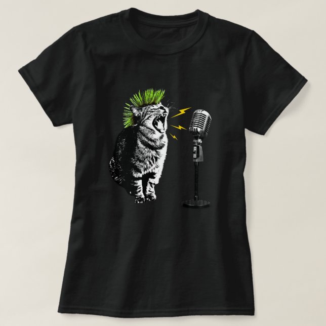Cat Punk, Fun Graphic T-Shirt (Design vorne)