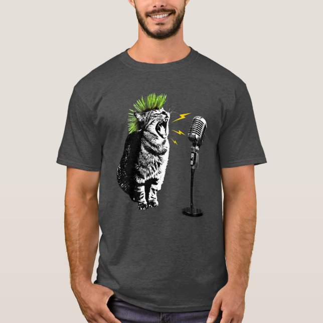 Cat Punk, Fun Graphic T-Shirt (Vorderseite)