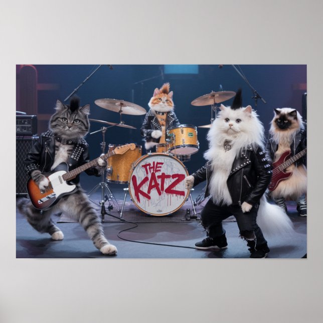 Cat Punk Rock Band Poster (Vorne)