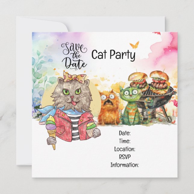 Cat Purr-perfekt-Quirky Cat Party Einladung (Vorderseite)
