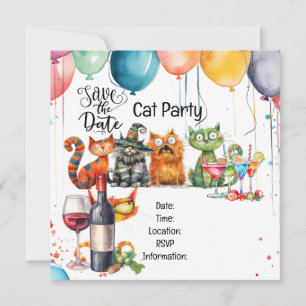 Cat Purr-perfekt-Quirky Cat Party Save The Date