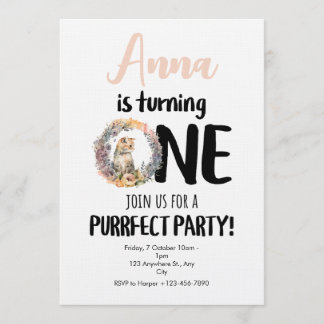 Cat Purrfect Birthday Party Invitation Einladung