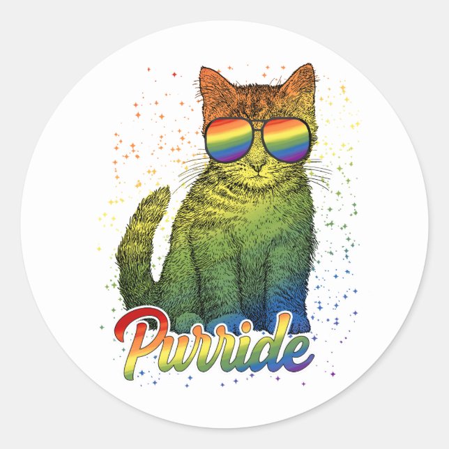 Cat Purride LGBT Runder Aufkleber (Vorderseite)