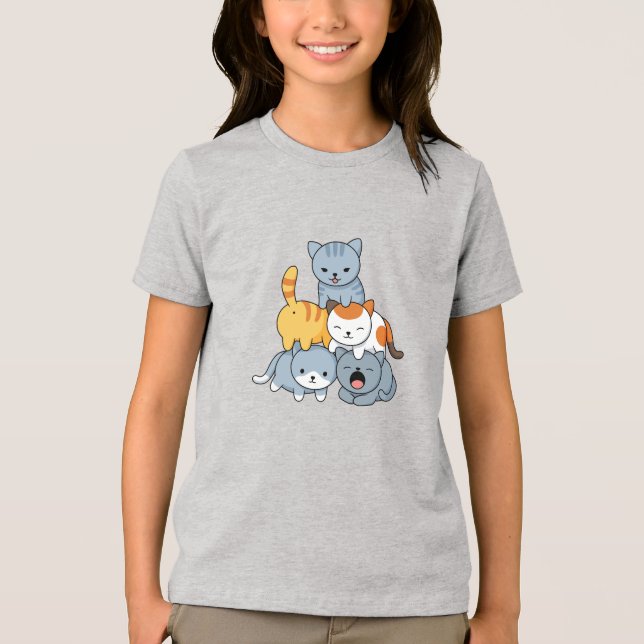 Cat Pyramid - Group of Cats Tri-Blend Shirt (Vorderseite)