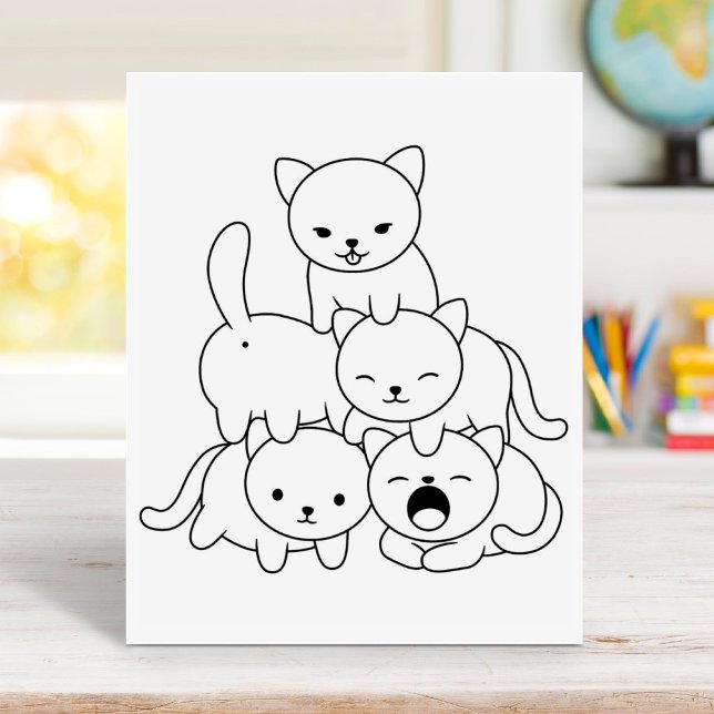 Cat Pyramid - Gruppe von Farbseiten für Katzen Gummistempel (Von Creator hochgeladen)