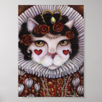 Cat Queen of Hearts Alice Wonderland Royalty Art