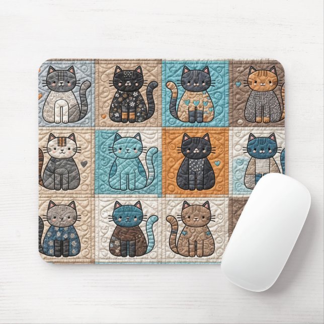 Cat Quilt Design Mousepad (Mit Mouse)