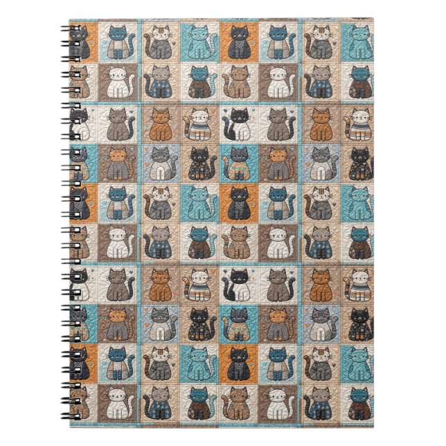 Cat Quilt Design Notizblock (Vorderseite)