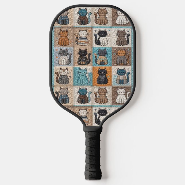 Cat Quilt Design Pickleball Schläger (Vorderseite)